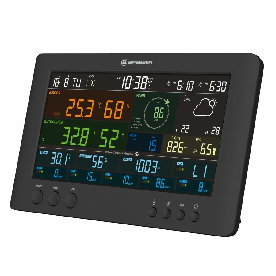 Bresser 7-in-1 Weather Station with Air Quality Monitoring – Accurate Home Weather Center
