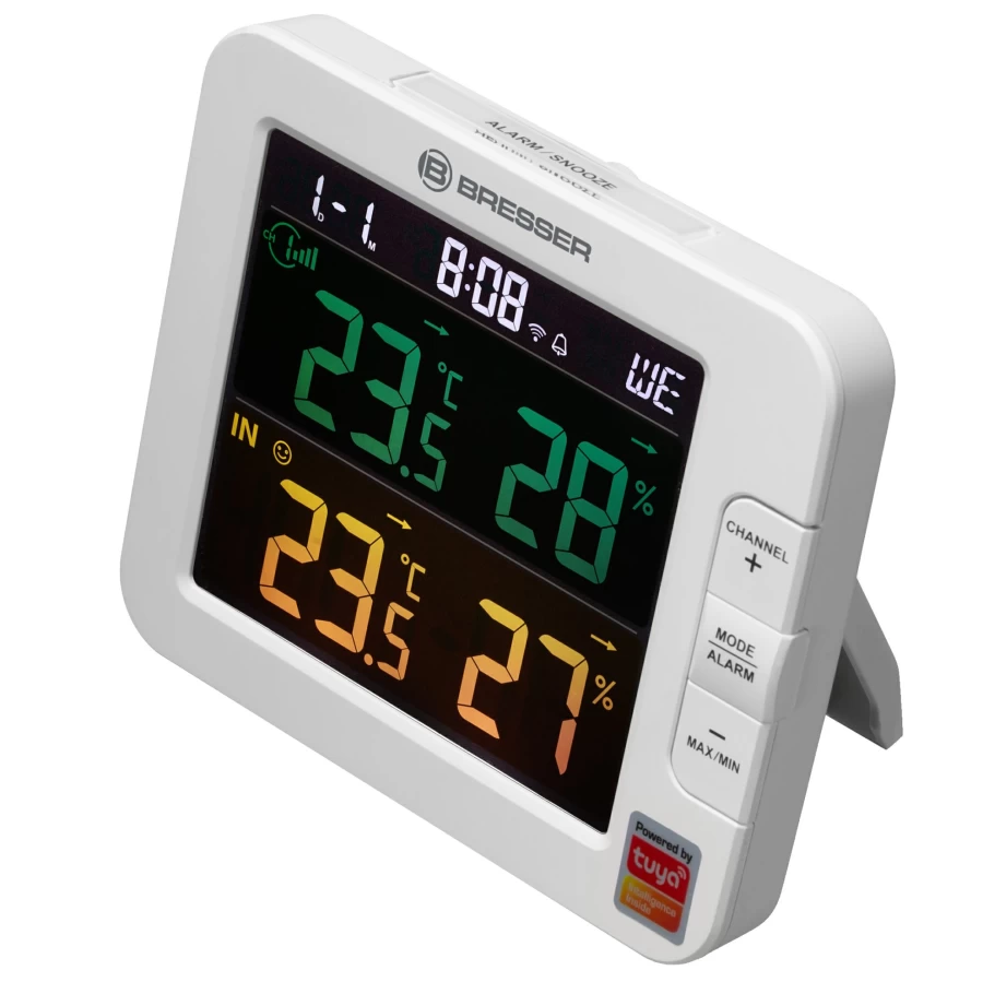 Bresser Smart Home 7-Channel Tuya-Compatible Wireless Thermometer and Hygrometer for Multi-Room Temperature Monitoring
