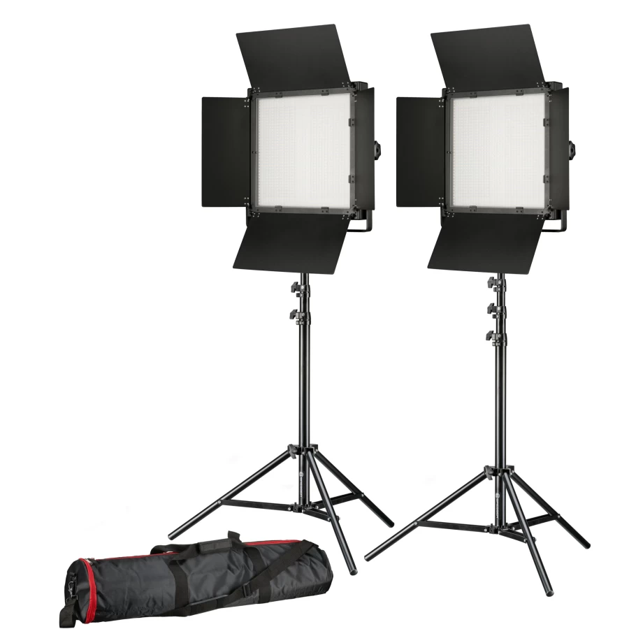 Bresser LS-600 LED Video Light Kit with 2x 38W 5600Lux Panels & Tripods for Photography and Videography
