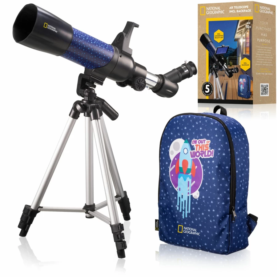 Bresser Kids Telescope with Augmented Reality App – National Geographic Edition for Young Explorers
