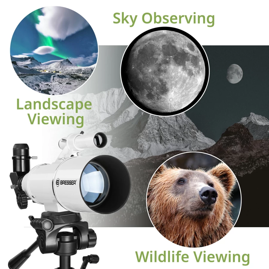 Bresser Classic 70mm Aperture 350mm Refractor Telescope Set with Accessories for Astronomy Beginners