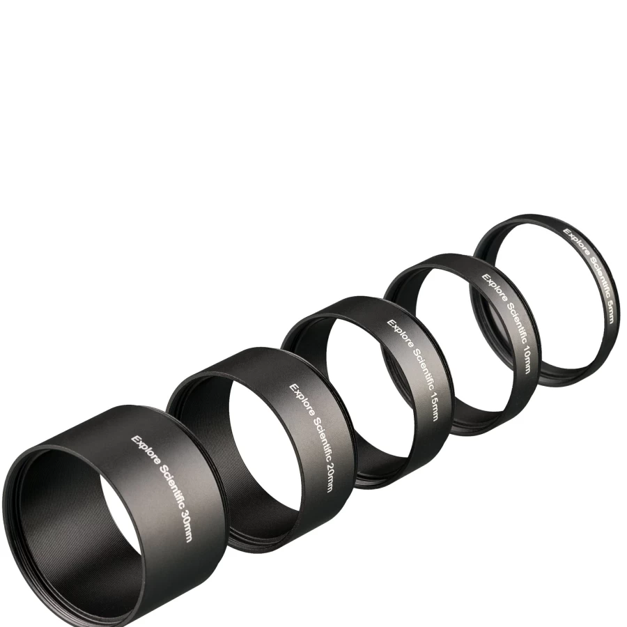 Bresser M48X0.75 Telescope Extension Ring Set - 5 Pieces (5mm, 10mm, 15mm, 20mm, 30mm) for Astronomy & Photography