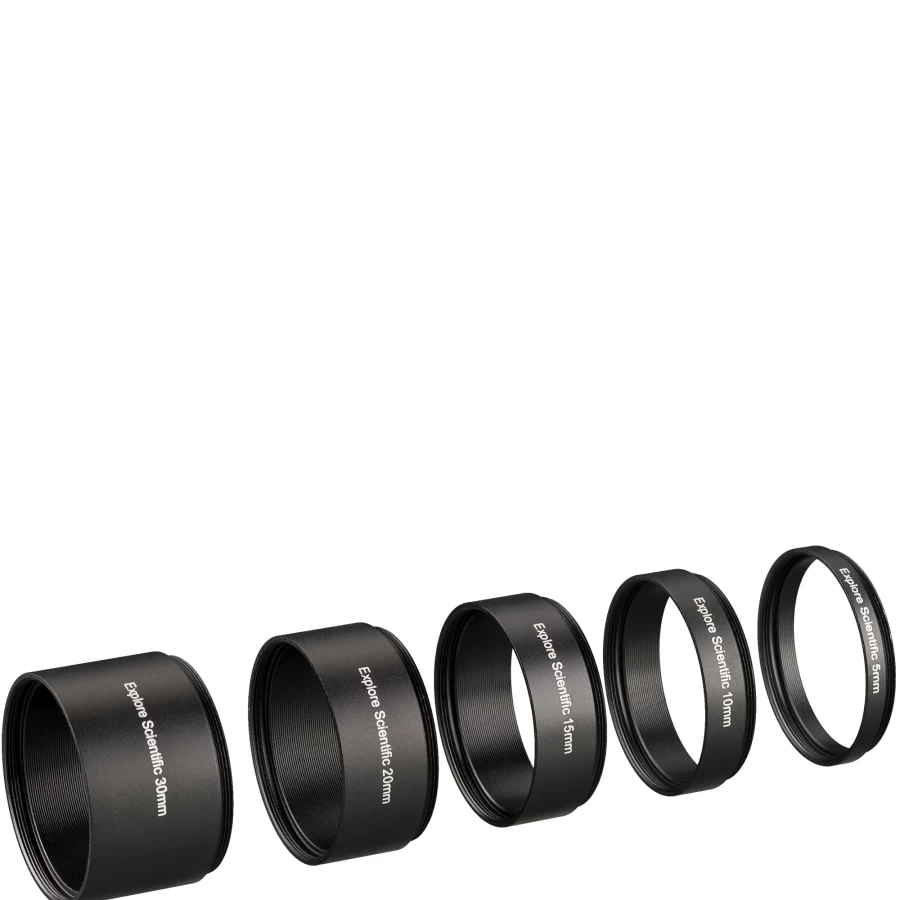 Bresser M48X0.75 Telescope Extension Ring Set - 5 Pieces (5mm, 10mm, 15mm, 20mm, 30mm) for Astronomy & Photography