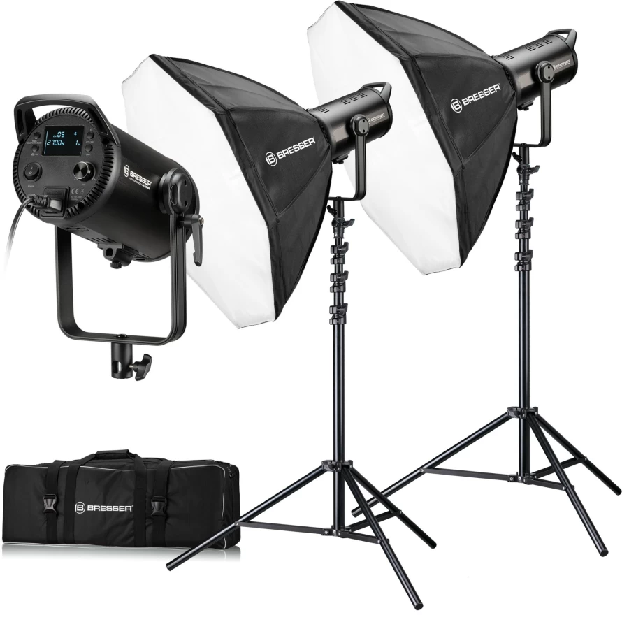 Bresser BR-180 RGB COB LED Light Duo Kit – Dual High-Intensity Studio Lighting for Professional Photography & Videography
