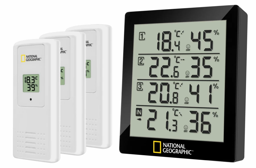 Bresser National Geographic Thermo-Hygrometer – Accurate Temperature & Humidity Measurement, Black