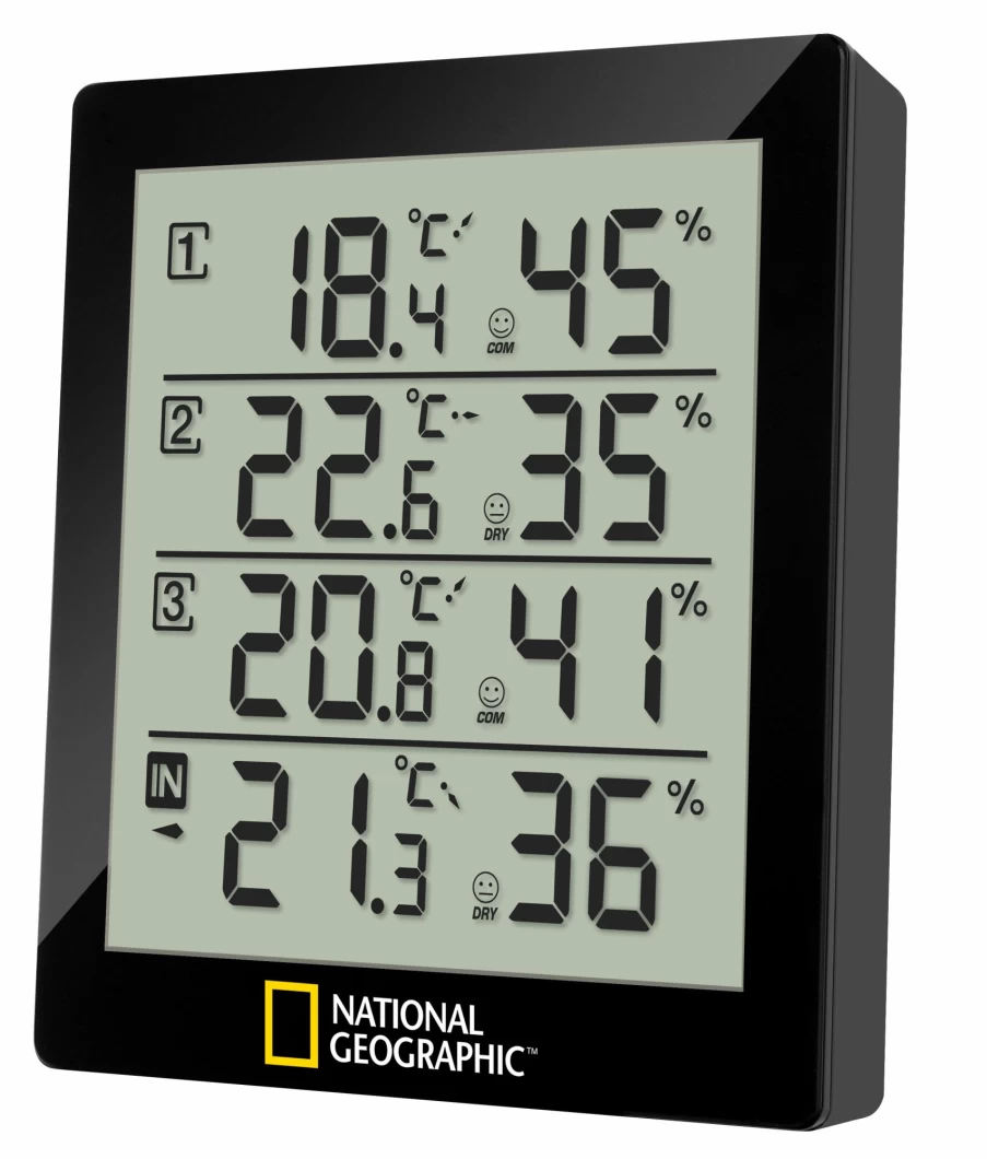 Bresser National Geographic Thermo-Hygrometer – Accurate Temperature & Humidity Measurement, Black