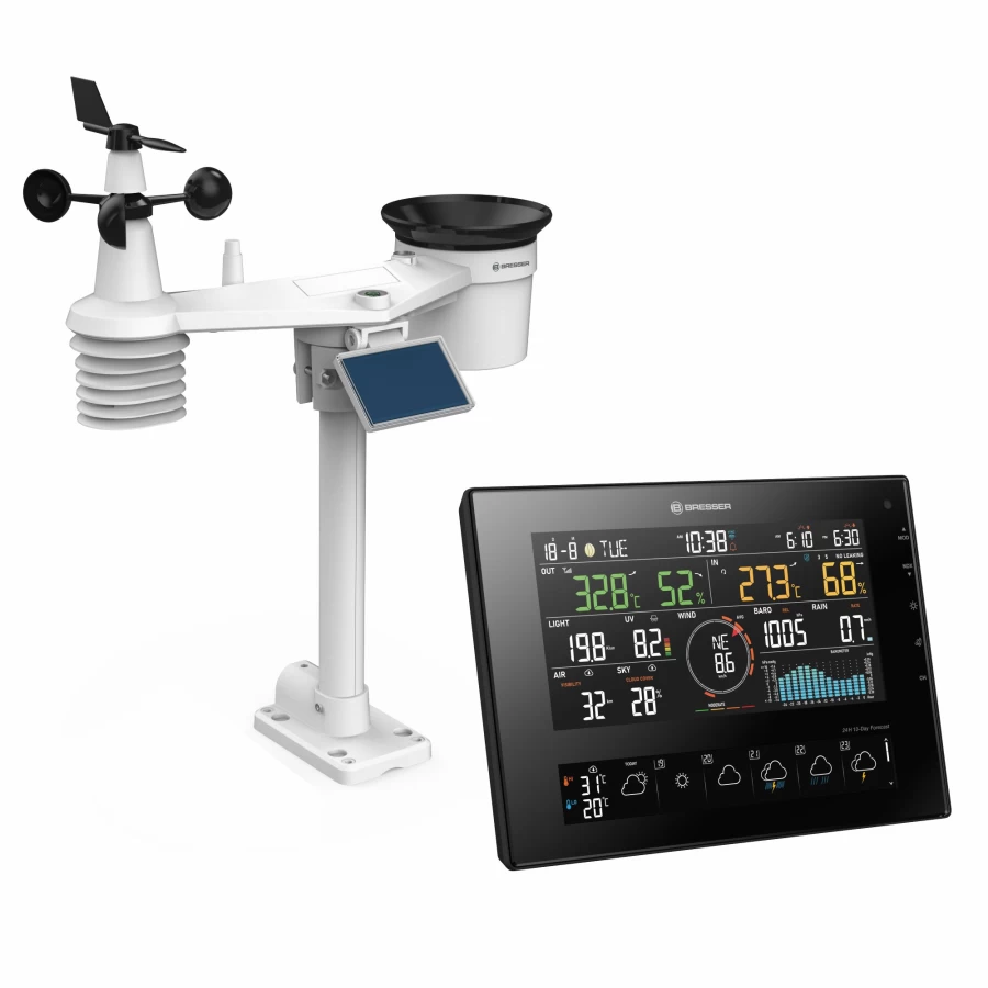 Bresser 7-in-1 WiFi Weather Station with 11-Day Forecast – 4Cast CV Wireless Indoor Outdoor Temperature Humidity Monitor