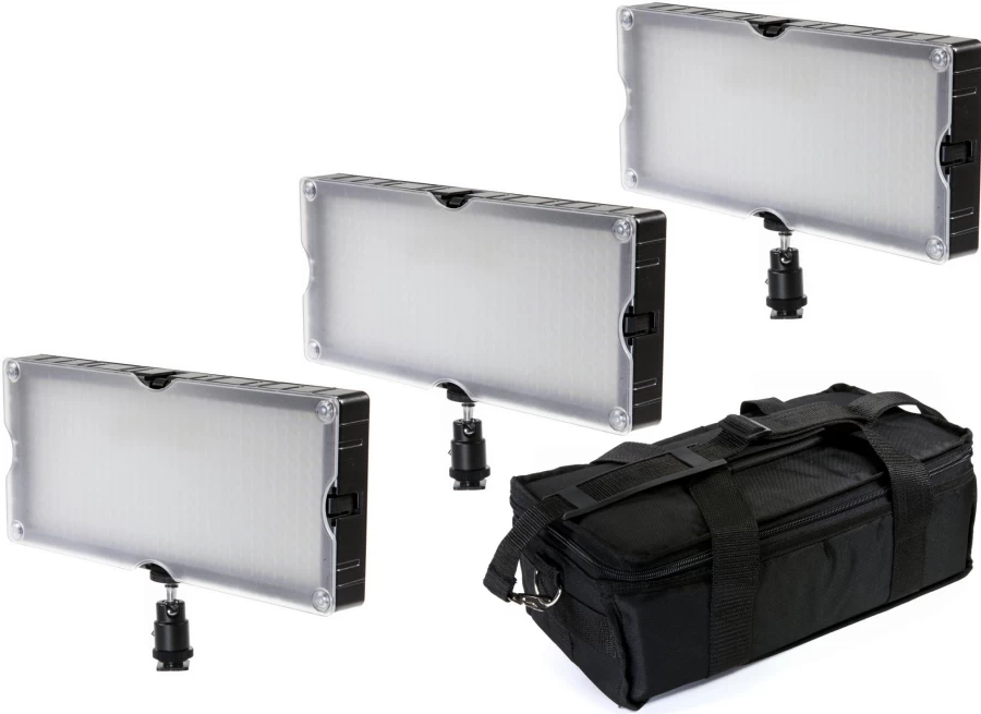 Bresser SL-448A Bi-Color LED Panel Light Kit - 3-Piece Set with Adjustable Lighting for Studio & Photography