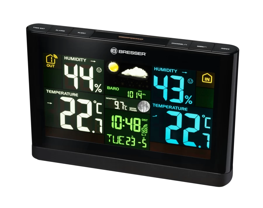 Bresser Meteo THBM Colour Radio Controlled Weather Station with Atomic Clock – Accurate Forecast & Temperature Display