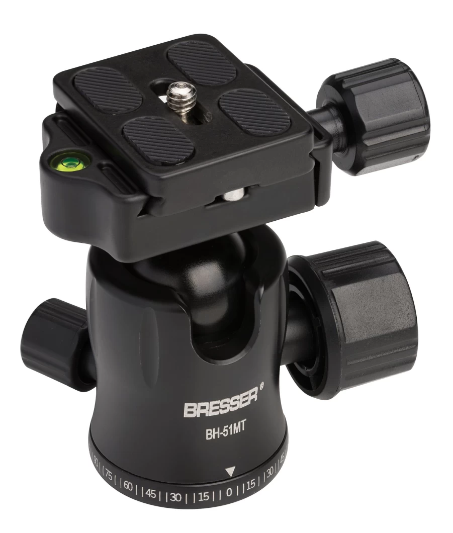 Bresser BH-51MT Heavy Duty Ball Head with Quick Release Plate – Supports Up to 10kg for Tripods and Monopods