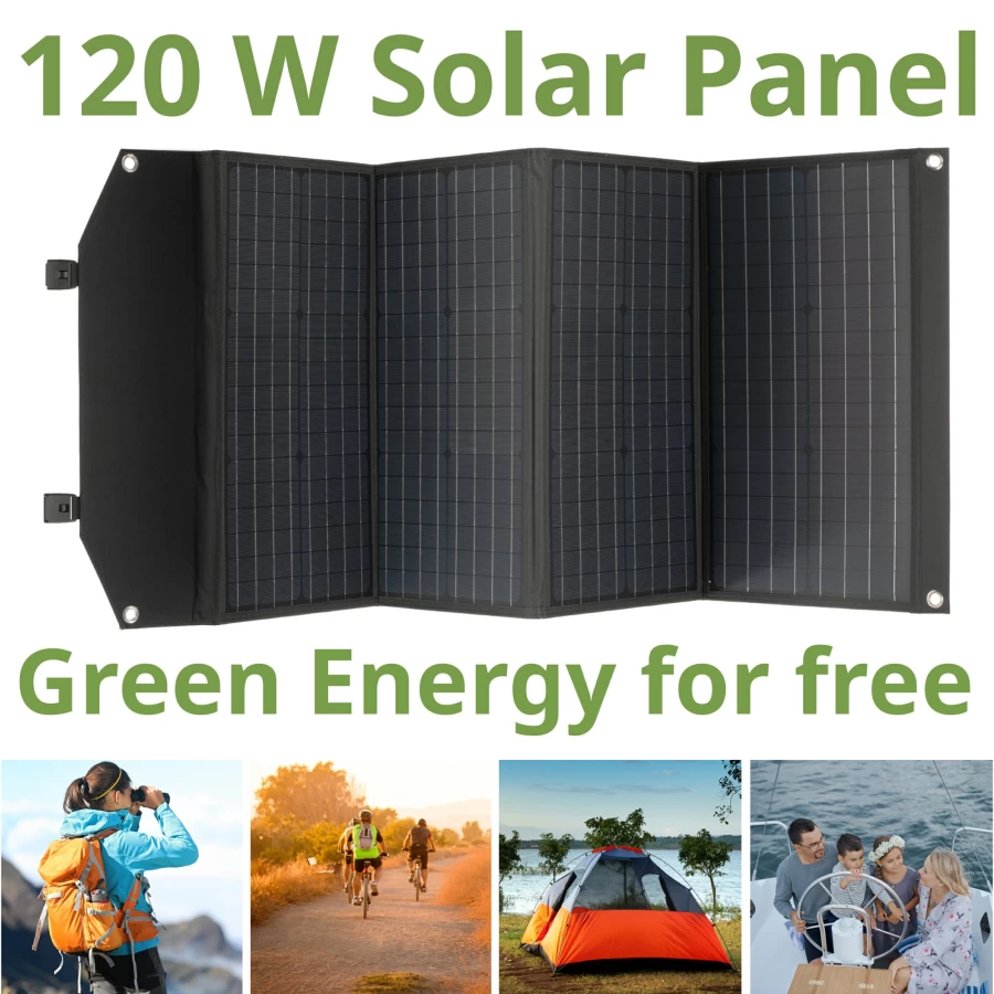 Bresser 1200W Portable Power Station with 120W Solar Panel | Solar Generator Kit for Camping & Emergencies