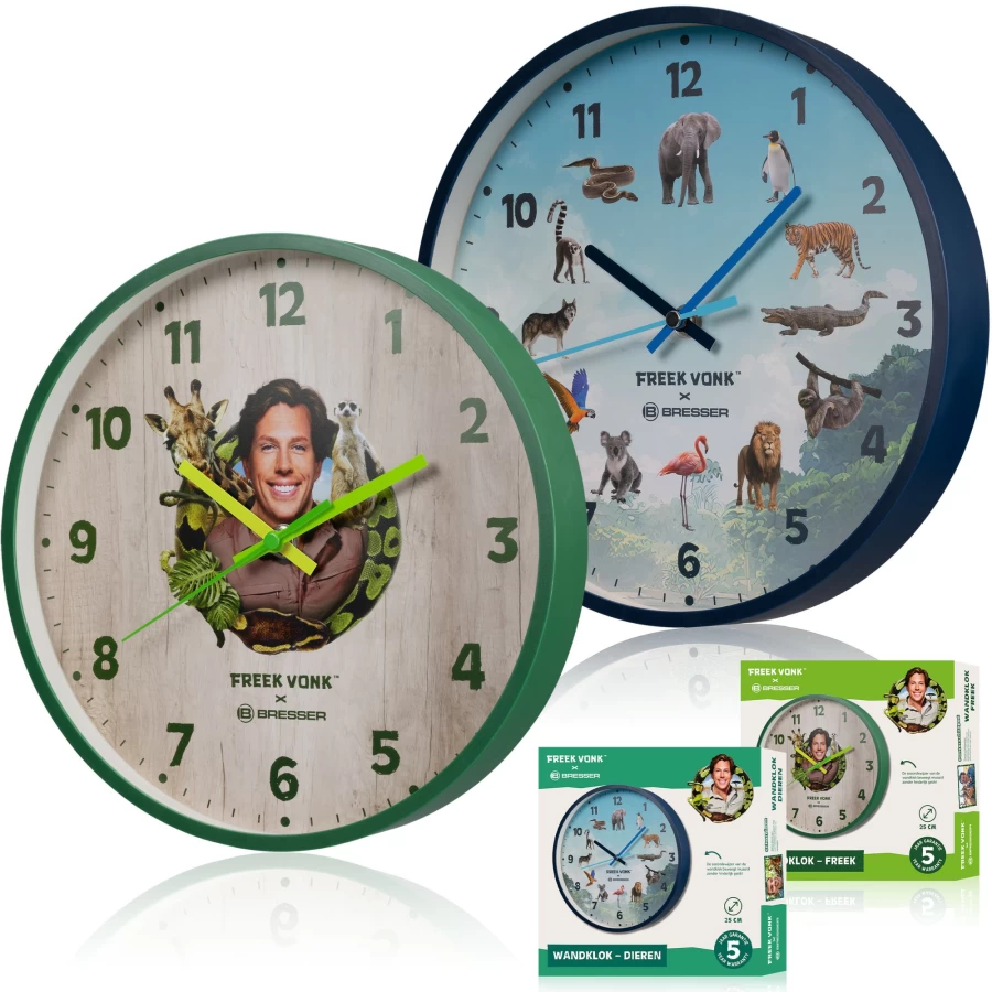 Bresser Freek Vonk Kids Wall Clock - Educational Children's Room Decor