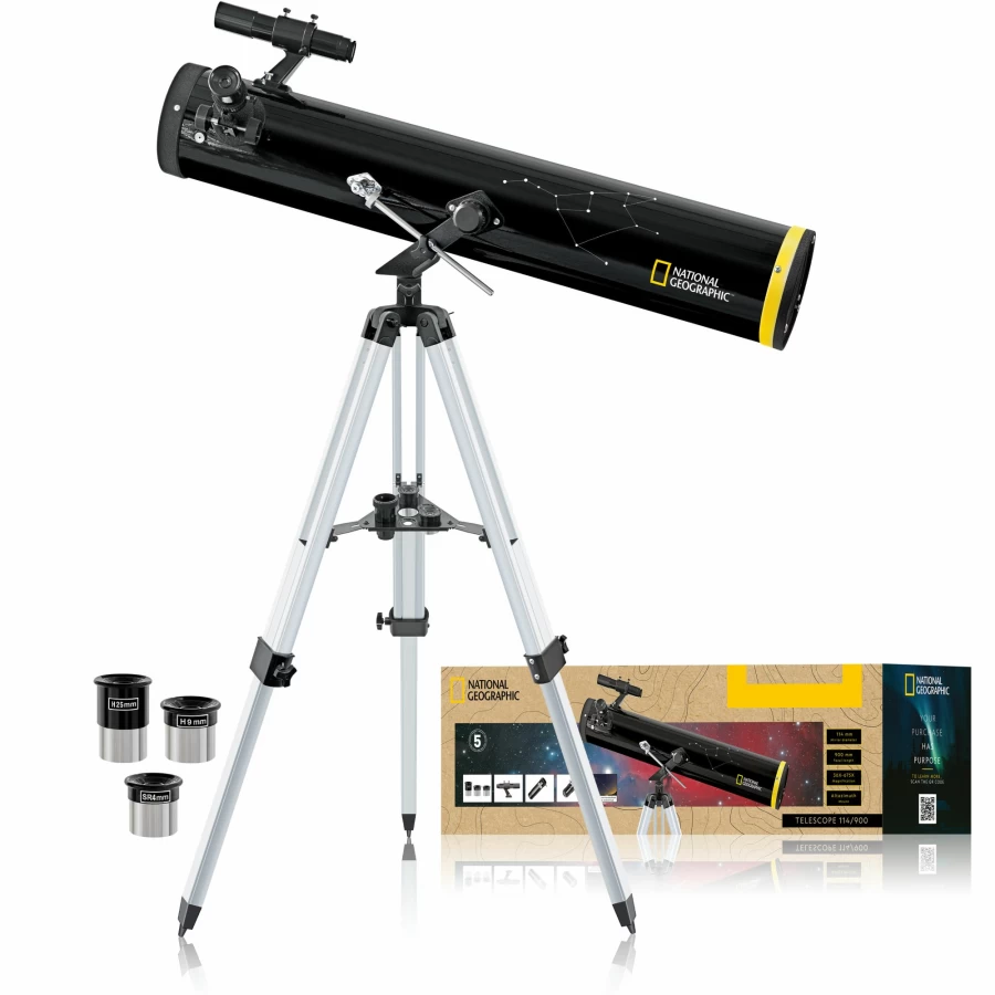 Bresser National Geographic 114/900mm Reflector Telescope with AZ Mount for Astronomy Beginners