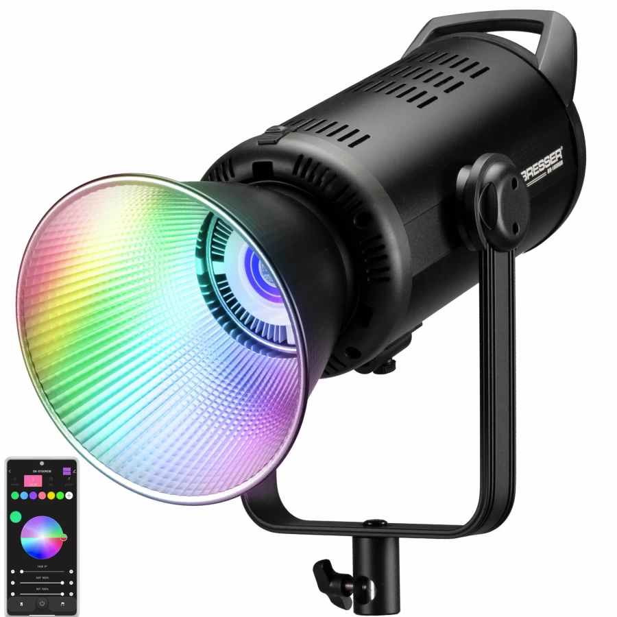 Bresser BR-180 RGB COB LED Light - High-Power Adjustable Lighting for Photography & Video