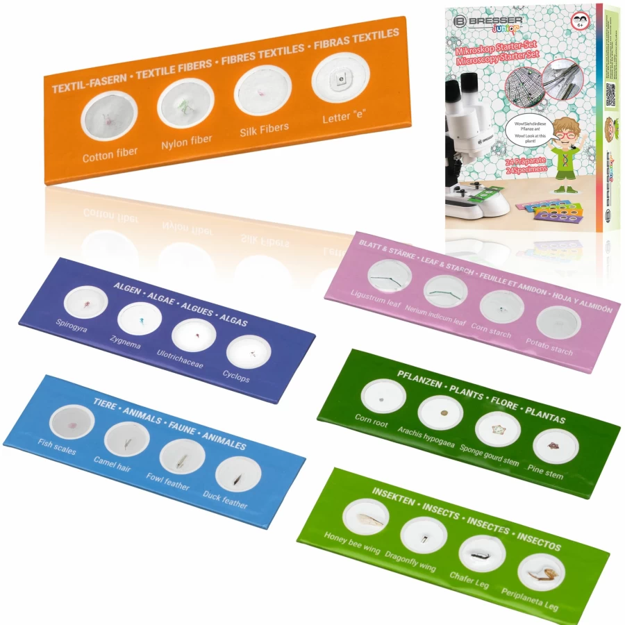 Bresser Junior 24x Permanent Microscope Kit for Kids – High-Quality Beginner Microscope Set with Slides and Accessories