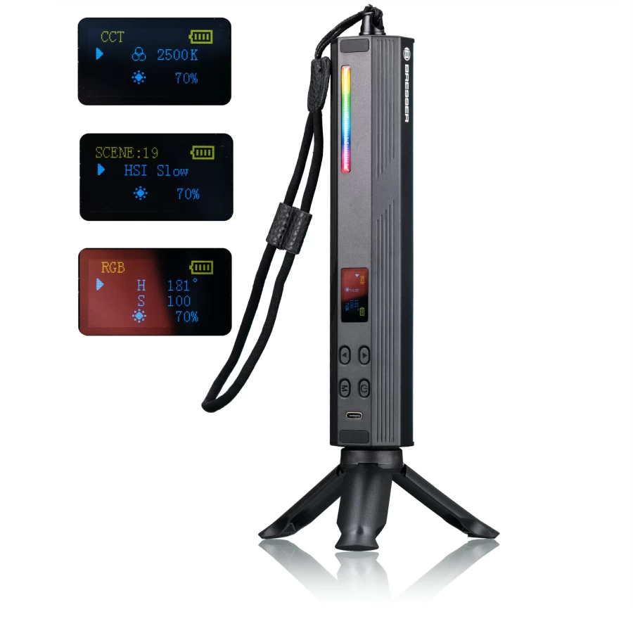 Bresser BR-7 RGB Mini LED Tube Light - Compact Color-Changing Decorative Lighting