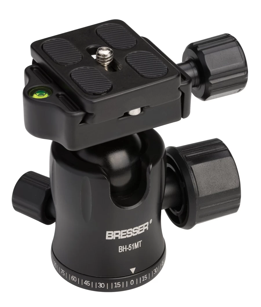 Bresser BH-51MT Heavy Duty Ball Head with Quick Release - Supports Up to 10kg for Tripods and Monopods