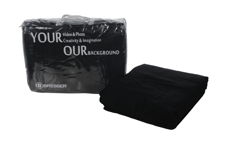Bresser Y-9 Professional Photography Background Cloth 2.5x3 Meters - High-Quality Black Backdrop for Studio Portraits