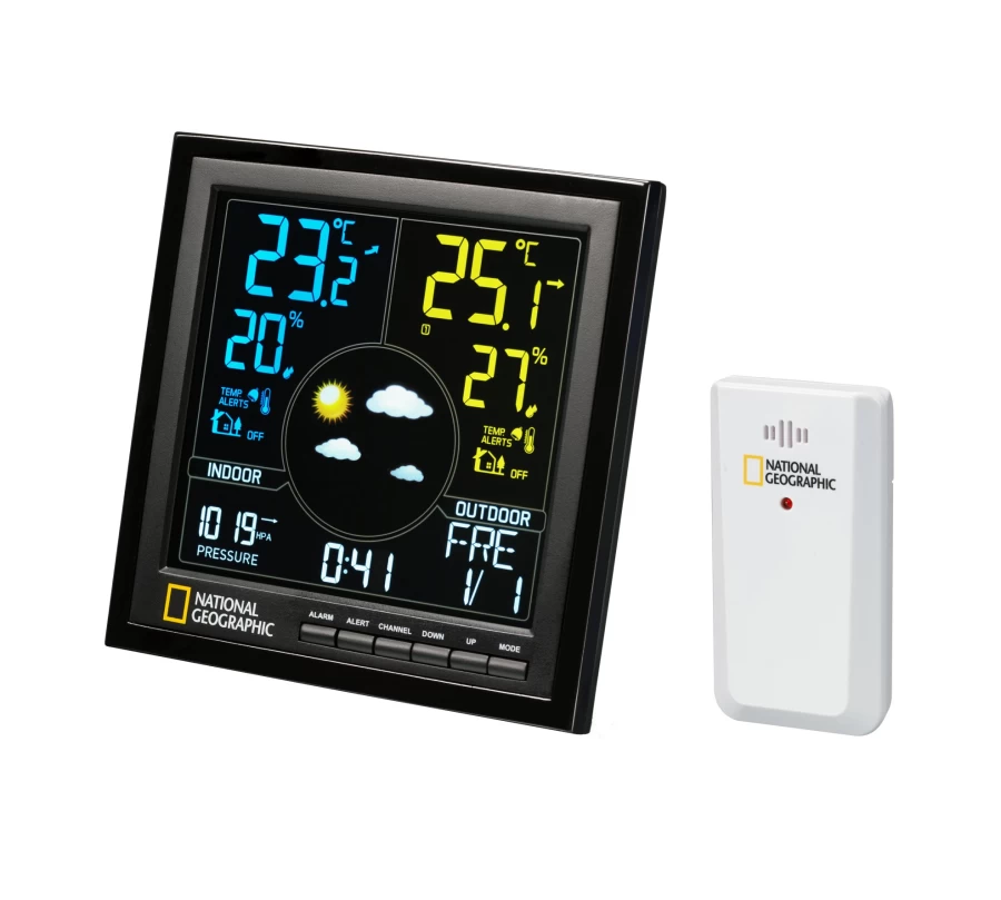 Bresser National Geographic VA Colour RC Weather Station - Accurate Wireless Forecast with Color Display