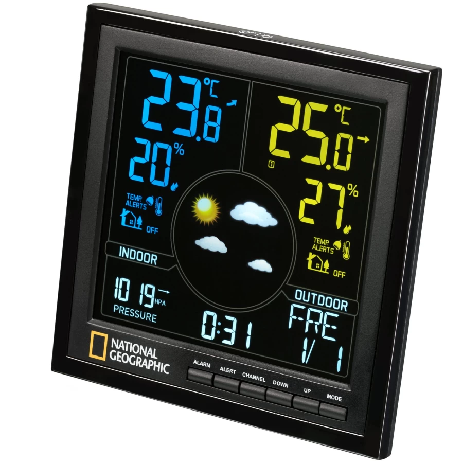 Bresser National Geographic VA Colour RC Weather Station - Accurate Wireless Forecast with Color Display
