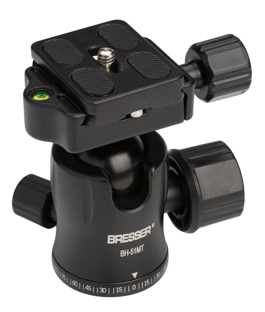 Bresser BH-51MT Heavy Duty Ball Head with 1/4 Inch Tripod Thread - Supports Up to 10kg Load for Stable Photography