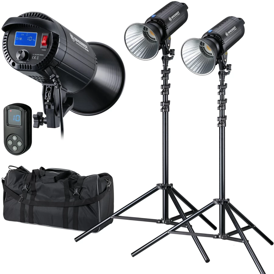 Bresser BR-200S COB LED Daylight Dual Lighting Kit - Professional Studio Light with Dual Lamps
