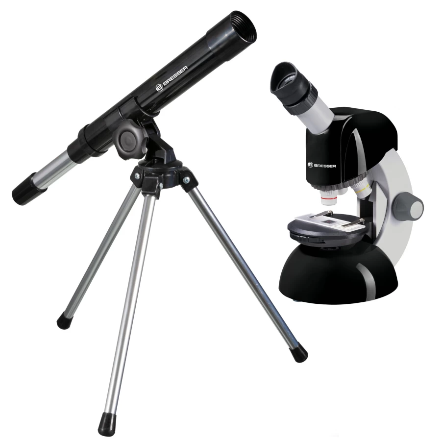 Bresser Dual-Purpose Telescope and Microscope Set for Kids & Adults - High-Powered Astronomy & Biology Exploration Kit